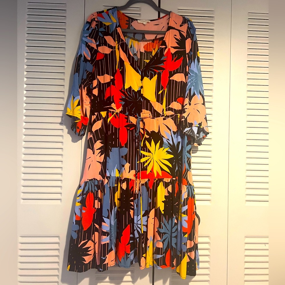 Loralette floral dress | size 18/20 | drawstring waist | 3/4 sleeves